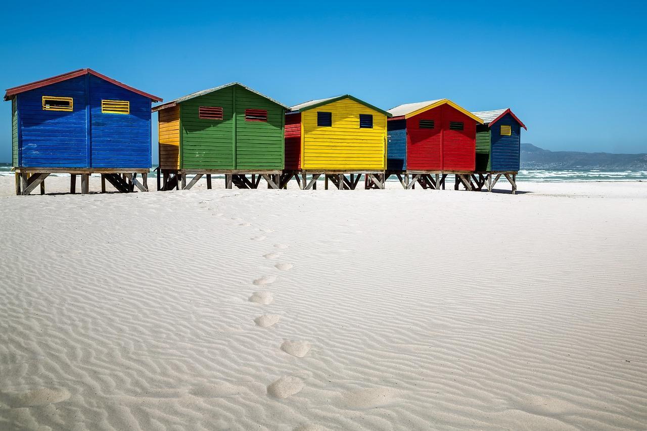 Muizenberg Beach Colourful Changing Room Huts